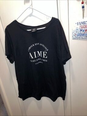 CCX Black Short-Sleeve Tee with White AIMÉ Logo Size 20